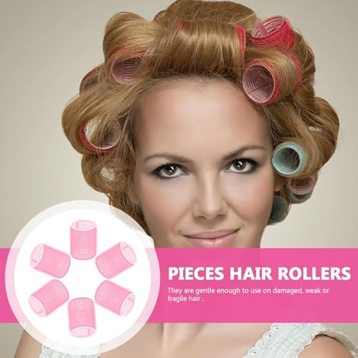 Uonlytech 6pcs Self Grip Rollers Salon Hair Dressing Curlers Large Hair Rollers Self- adhesive Plastic Hair Curlers DIY Curly Curlers Hairstyle Tools 3. 6cm (Random Color) - Image 4